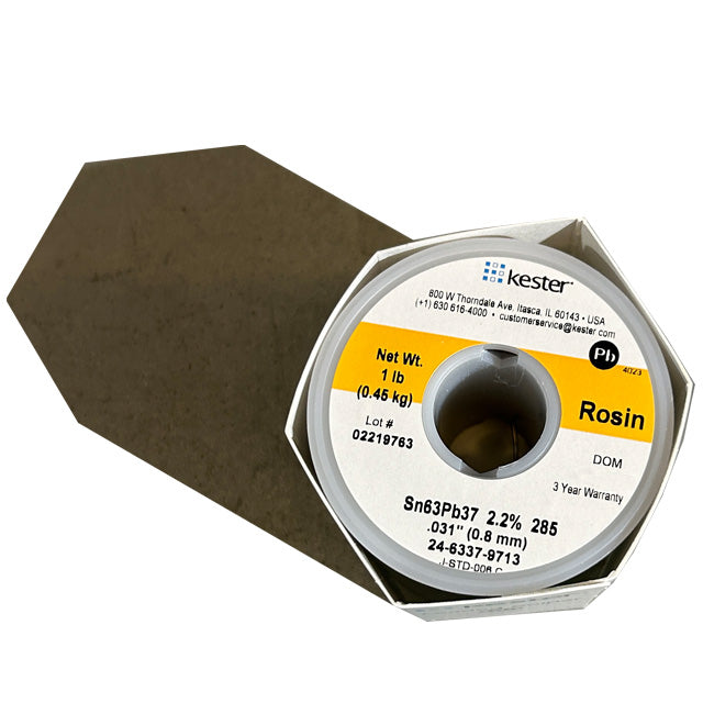 Kester 24-6337-9713 Sn63Pb37 Rosin Solder Wire, top of spool