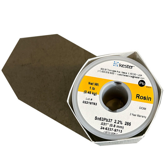Kester 24-6337-9713 Sn63Pb37 Rosin Solder Wire, top of spool
