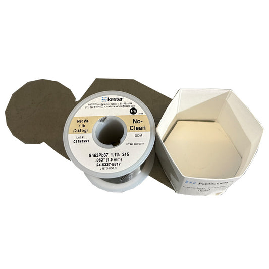 Kester 24-6337-8817 Sn63Pb37 No-Clean Solder Wire, top of spool out of package