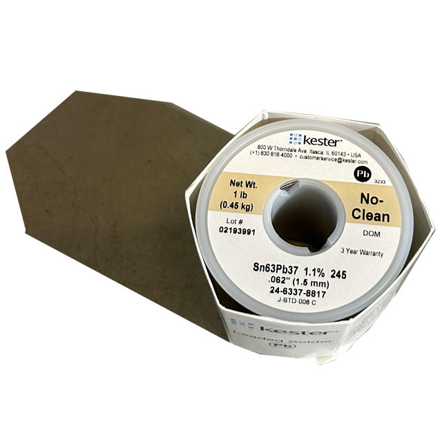 Kester 24-6337-8817 Sn63Pb37 No-Clean Solder Wire, top of spool