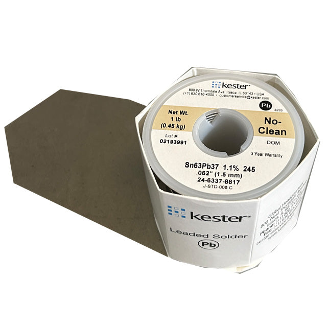 Kester 24-6337-8817 Sn63Pb37 No-Clean Solder Wire, top of spool