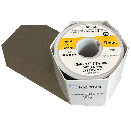 Kester Solder Wire 63/37 .062 Diameter Rosin core, top of spool