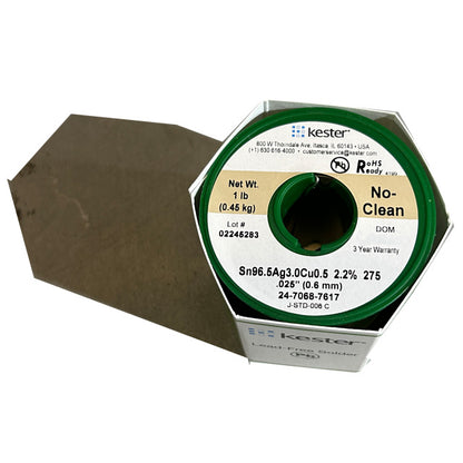 Kester 24-7068-7617 SAC Sn96.5Ag3Cu0.5 No Clean Solder Wire, Top of spool