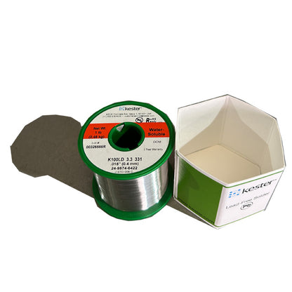Kester K100LD (99.3% Tin .7% Cu) 24-9574-6422 Lead Free Solder Wire, top of spool out of package