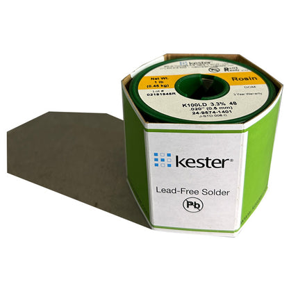 Kester K100LD (99.3% Tin .7% Cu) 24-9574-1401 Lead Free Solder Wire, front of spool