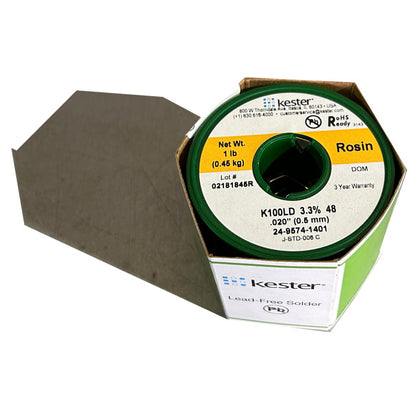 Kester K100LD (99.3% Tin .7% Cu) 24-9574-1401 Lead Free Solder Wire, top of spool