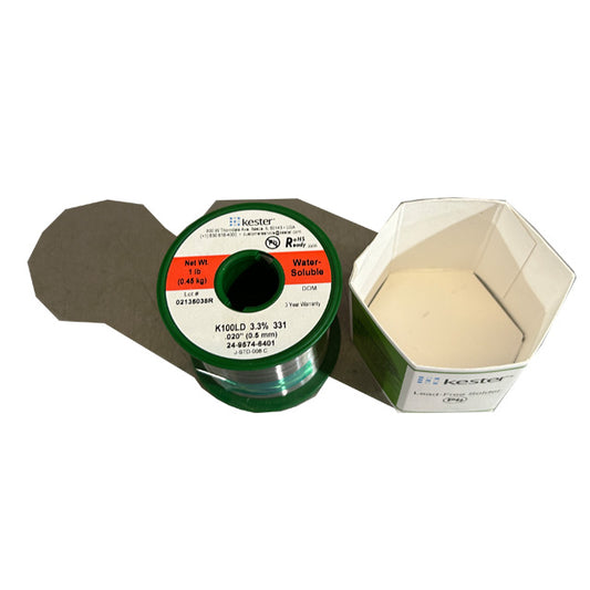 Kester K100LD (99.3% Tin .7% Cu) 24-9574-6401 Lead Free Solder Wire, top of spool out of package