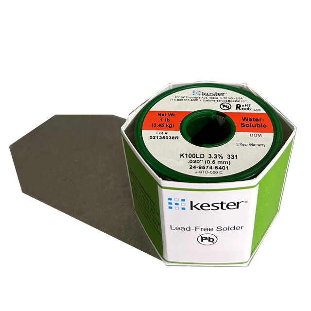 Kester K100LD (99.3% Tin .7% Cu) 24-9574-6401 Lead Free Solder Wire, front of spool