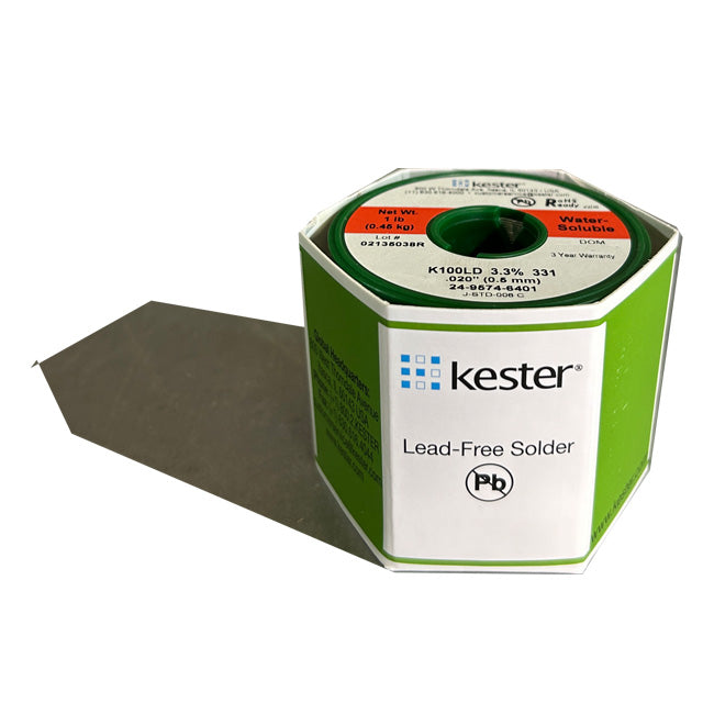 Kester K100LD (99.3% Tin .7% Cu) 24-9574-6401 Lead Free Solder Wire, front of spool