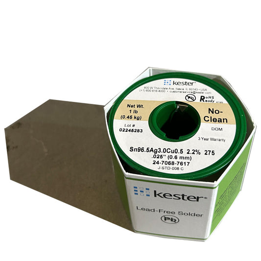 Kester 24-7068-7617 SAC Sn96.5Ag3Cu0.5 No Clean Solder Wire, front of spool