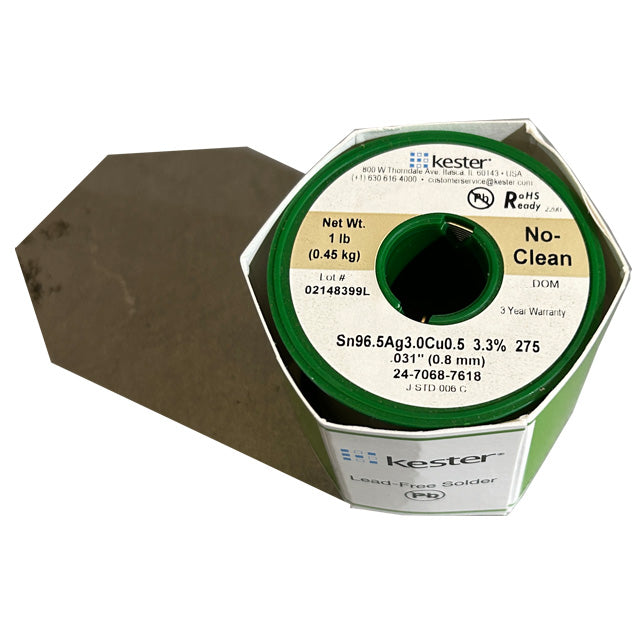 Kester 24-7068-7618 SAC Sn96.5Ag3Cu0.5 No Clean Solder Wire, Top of spool