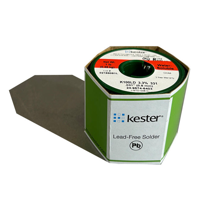 Kester K100LD (99.3% Tin .7% Cu) 24-9574-6403 Lead Free Solder Wire, front of spool