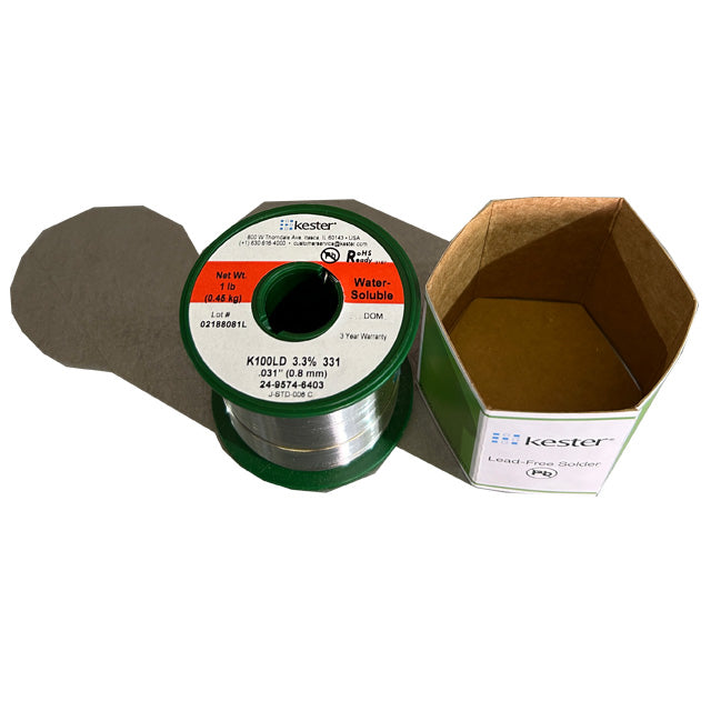 Kester K100LD (99.3% Tin .7% Cu) 24-9574-6403 Lead Free Solder Wire, top of spool