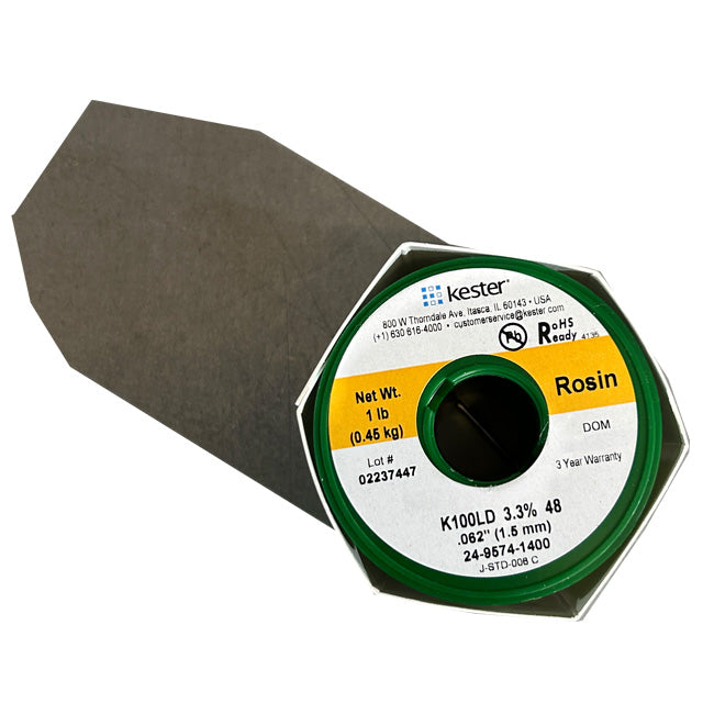 Kester K100LD (99.3% Tin .7% Cu) 24-9574-1400 Lead Free Solder Wire, top of spool