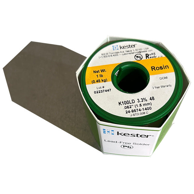 Kester K100LD (99.3% Tin .7% Cu) 24-9574-1400 Lead Free Solder Wire, top of spool