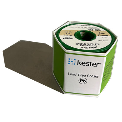 Kester K100LD (99.3% Tin .7% Cu) 24-9574-7618 Lead Free Solder Wire, front of spool
