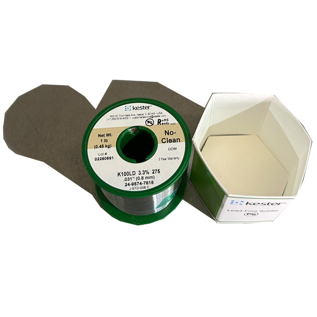 Kester K100LD (99.3% Tin .7% Cu) 24-9574-7618 Lead Free Solder Wire, top of spool
