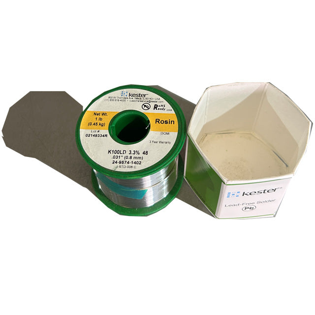 Kester K100LD (99.3% Tin .7% Cu) 24-9574-1402 Lead Free Solder Wire, top of spool out of package