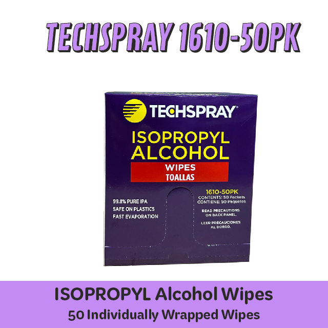 Isopropyl Alcohol 99% TechSpray 1610-50PK Pure Cleaning Wipes