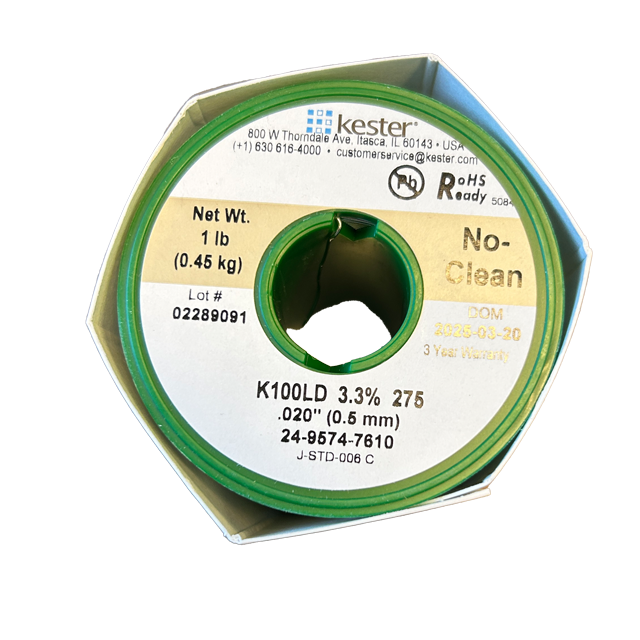 Wire Solder Kester .020 Diameter 24-9574-7610 top view of spool
