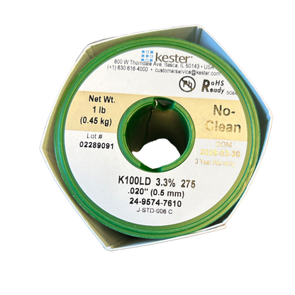 Wire Solder Kester .020 Diameter 24-9574-7610 top view of spool