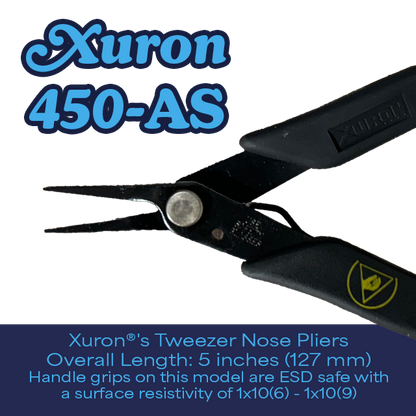 Xuron 450AS Tweezer Nose™­ Pliers with ESD Safe Hand Grips