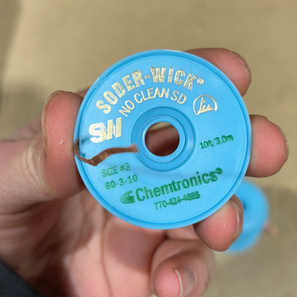 Desoldering Braid Soder-Wick 60-3-10 No Clean Flux Size #3 Green
