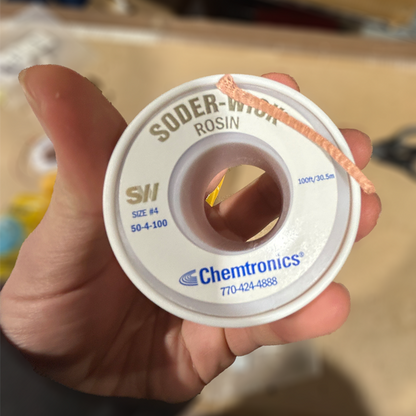 Desoldering Braid Soder-Wick 50-4-100 Rosin Flux Size #4 Blue