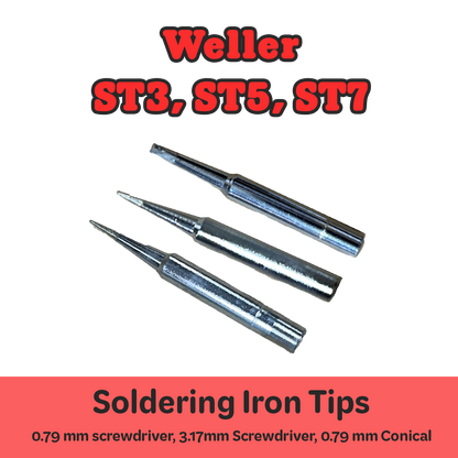 Weller ST3, ST5, and ST7 Soldering Tip Set, 3 Tips